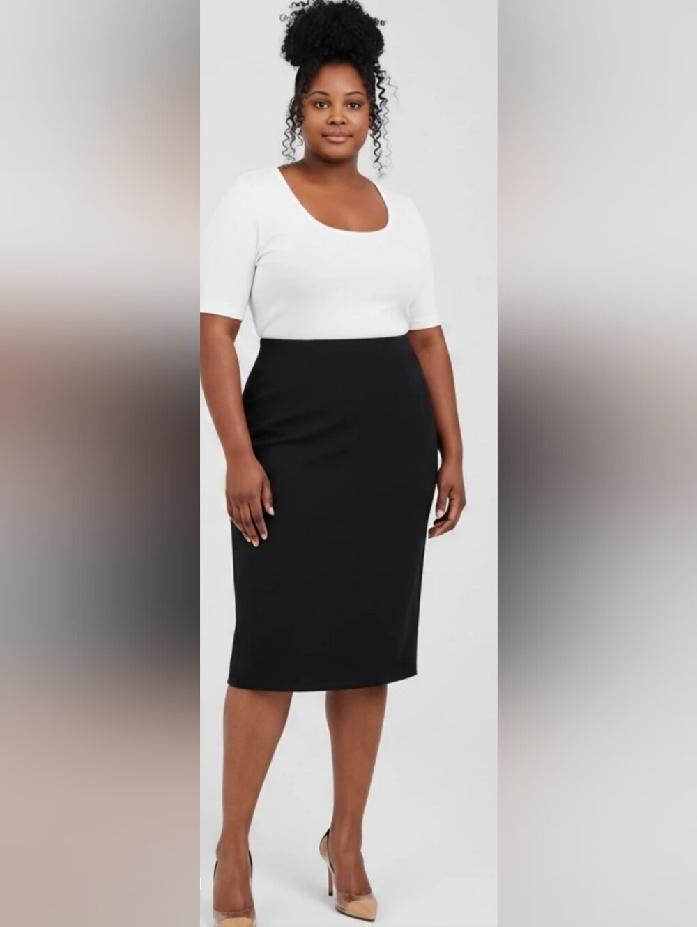 Source Unknown Black Elastic-Waist Pencil Skirt